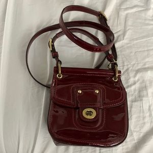 Coach Dark Red Patent Leather Willis Crossbody Bag